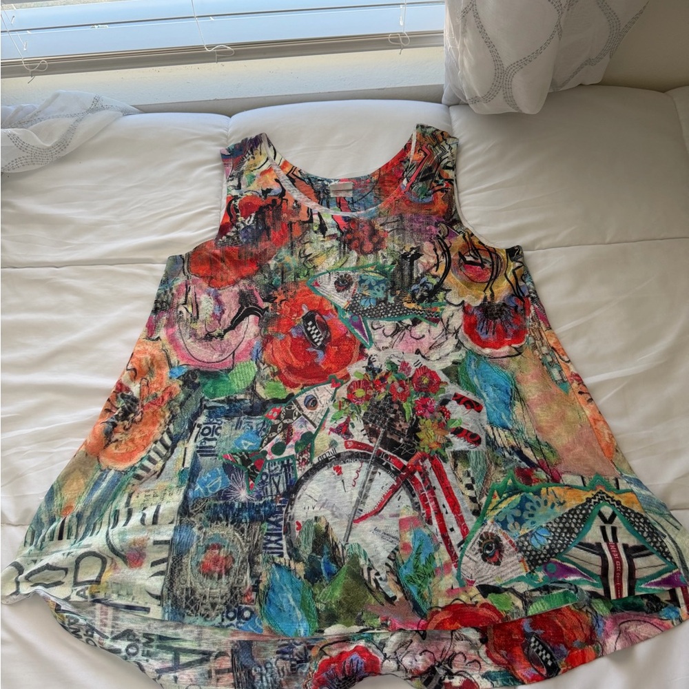 Et Lois Tank Top Size L Art to Wear Colorful Artsy Abstract Print Art Teacher - Picture 13 of 14